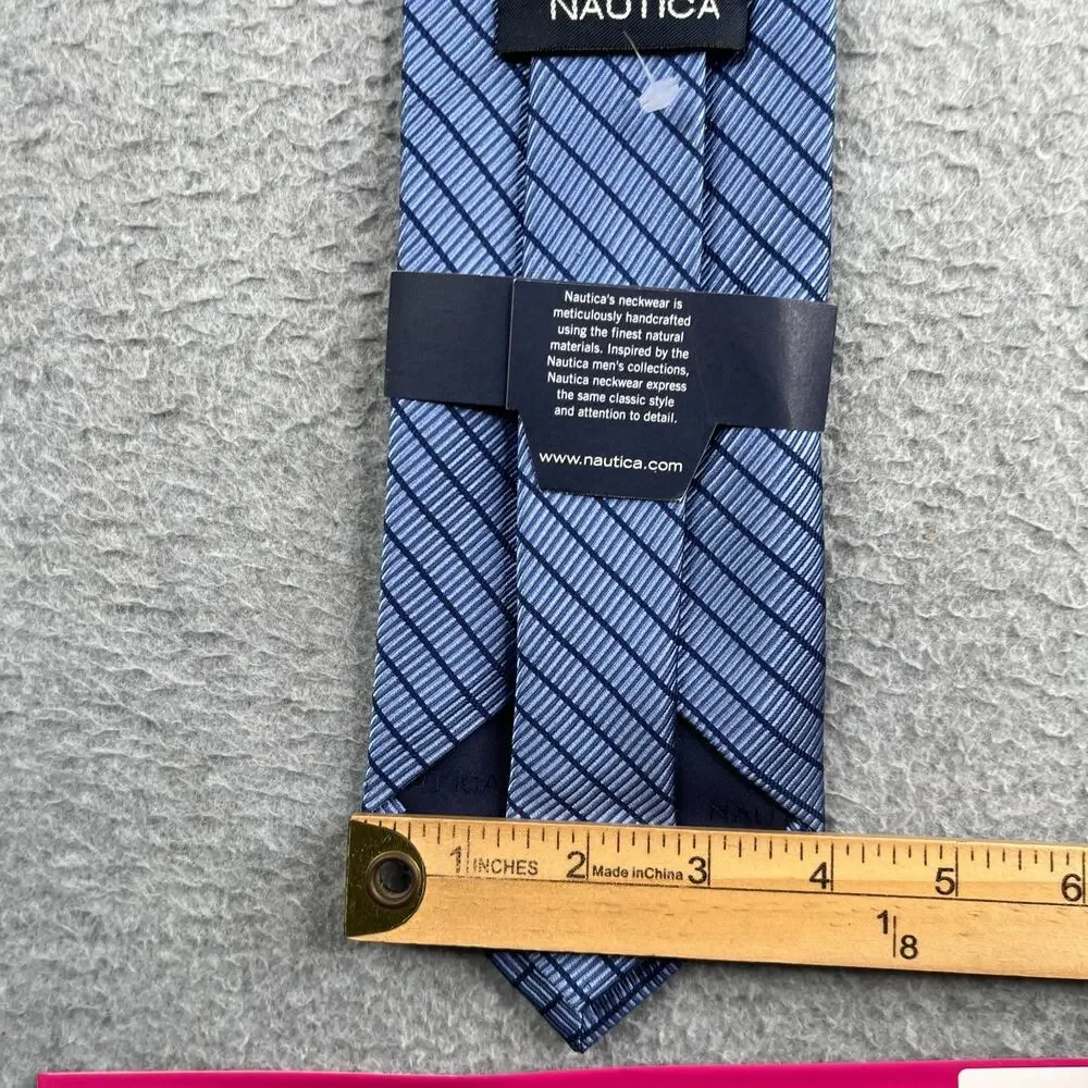 Nautica Silk Necktie Blue Diagonal Striped New Tie